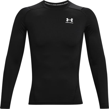 Under Armour UA HG Armour Comp LS-BLK Herren-Sportshirt – Schwarz – Weiß
