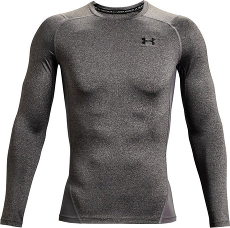 Under Armour UA HG Armour Comp LS-Gry Herren-Sportshirt – Carbon Heather – Schwarz