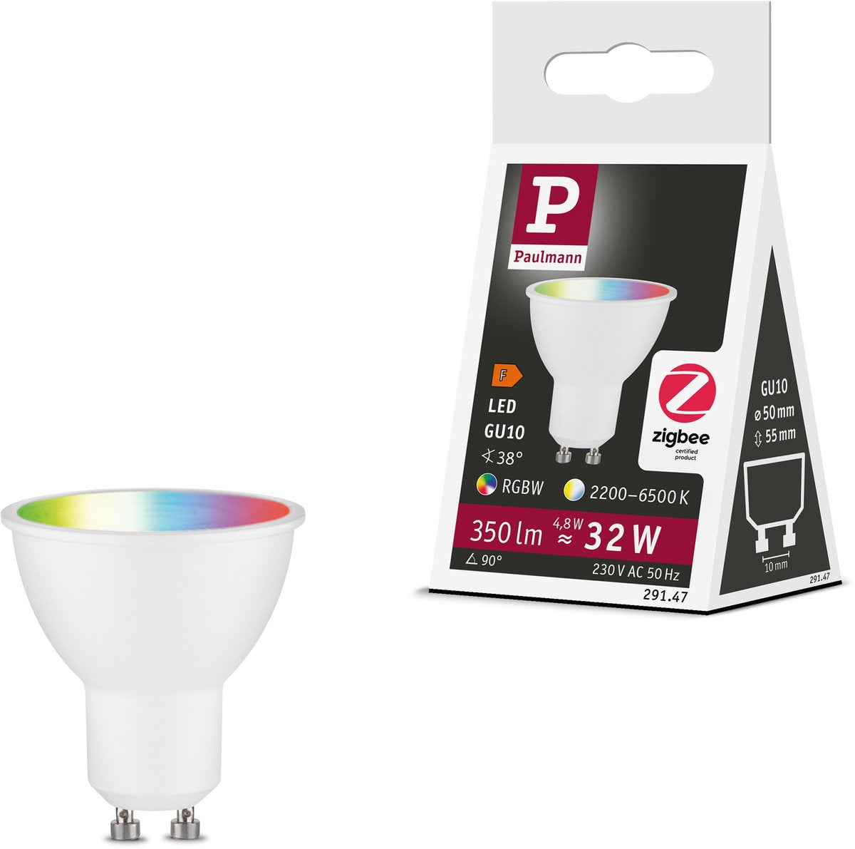 Paulmann Standard 230V Smart Home ZigBee 3.0 LED Reflektor GU10 350LM 4,8W RGBW+ dimmbar weiß matt