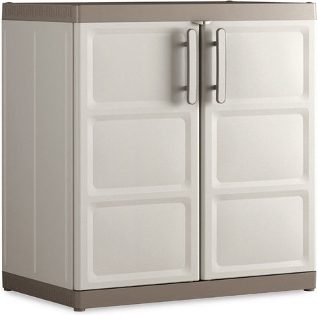 Keter Excellence XL Aufbewahrungsschrank niedrig – 2 Regale – 54 x 89 x 93 cm – Beige Taupe