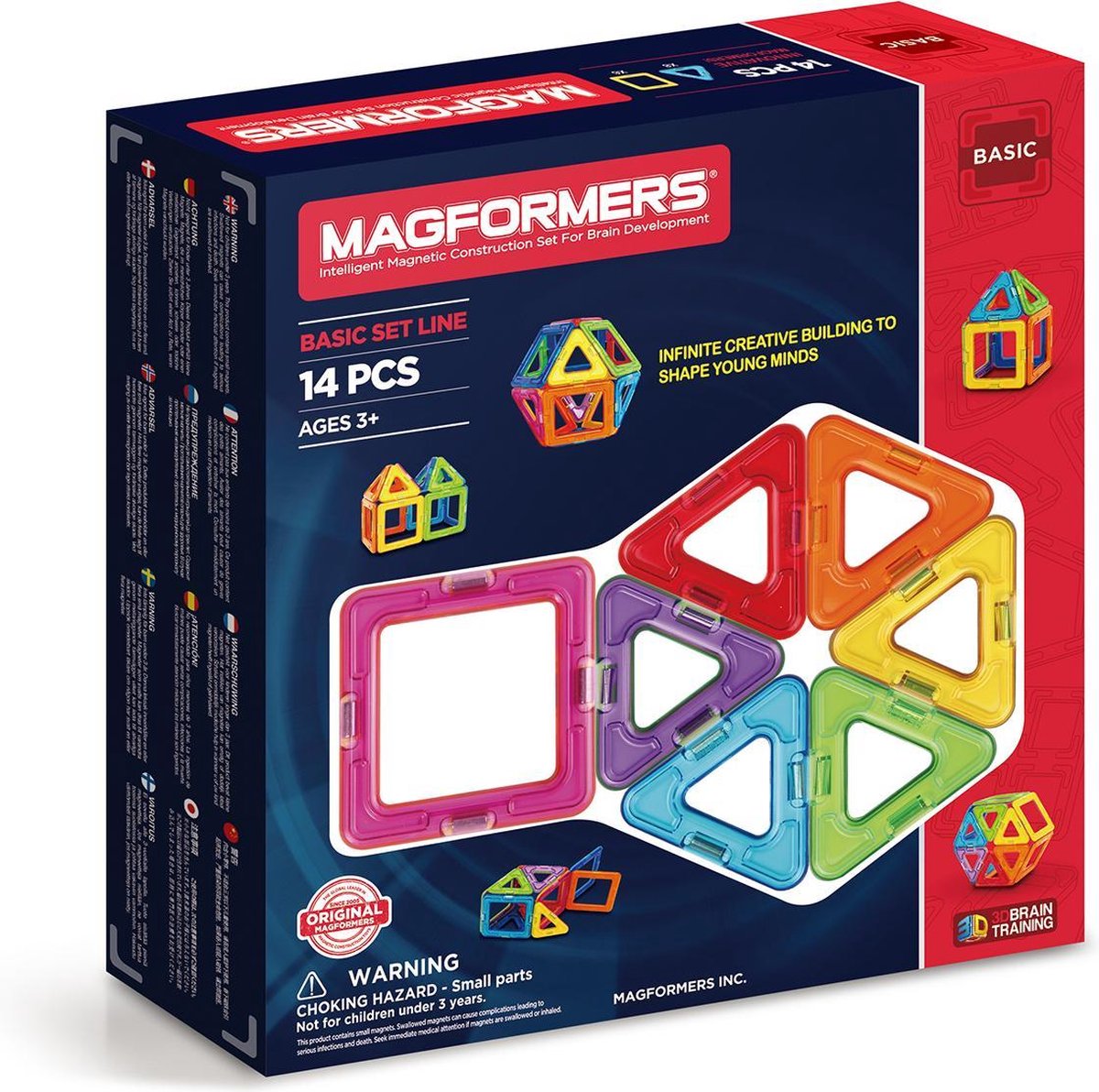 Magformers Basisset – Baukasten 14-teilig – Magnetspielzeug – Spielzeug 3,4,5,6,7 Jahre Jungen und Mädchen – Montessori-Spielzeug – Lernspielzeug – Konstruktionsspielzeug