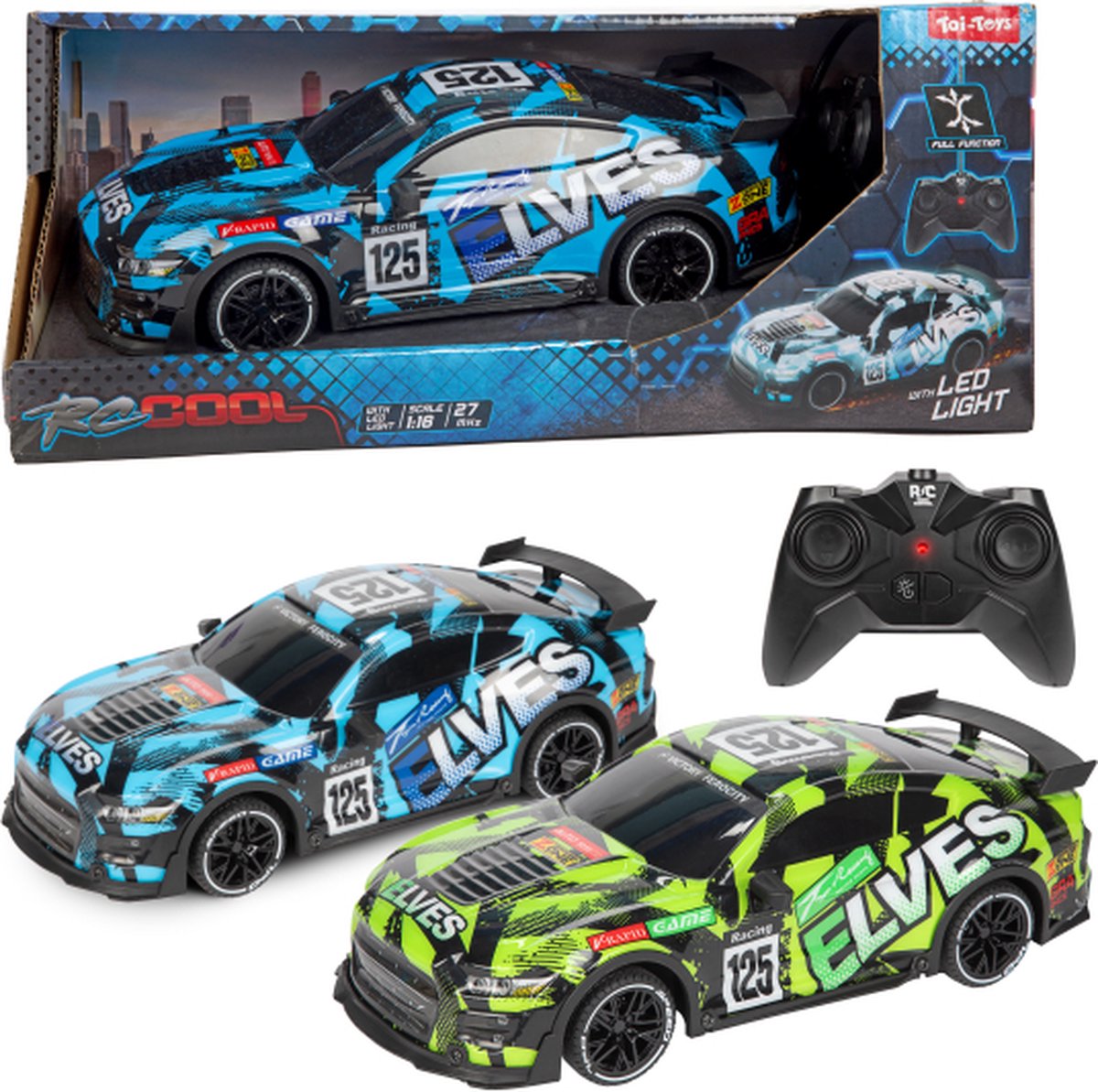 Toi-toys rally race auto met licht - afstandsbediening speelgoedauto.