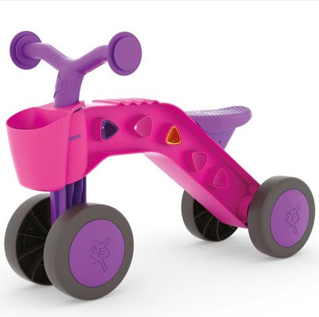 Chillafish Laufrad 1 Jahr für Mädchen mit Spielblöcken – Lauflernwagen für Kleinkinder bis 3 Jahre mit Korb – Pink – leicht – leise Anti-Rutsch-Reifen für drinnen und draußen – stabiles Vierrad – Modell itsibitsi
