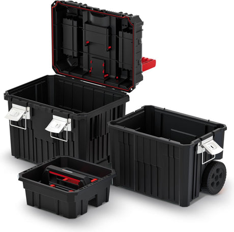 Kistenberg – mobile Werkzeugkiste Sortierbox auf Rollen – 450 x 360 x 640 mm