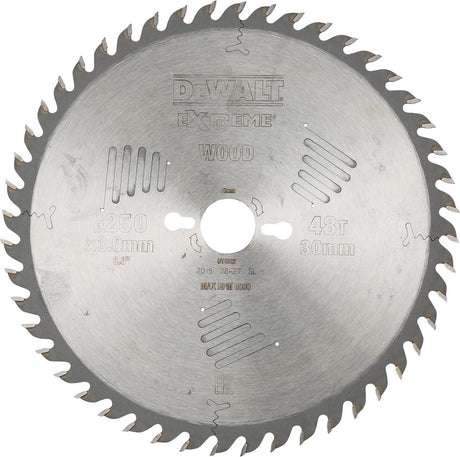 Dewalt Kreissägeblatt für Holz | extrem | ø 250mm Achsloch 30mm 48t - dt4323-qz