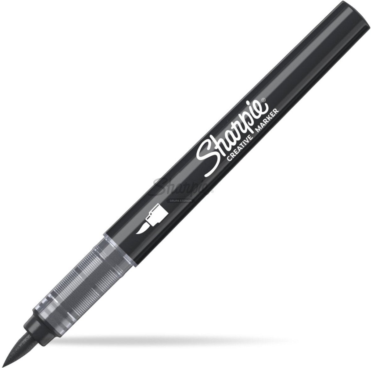 Sharpie Creative Marker Acrylfarbenmarker | Pinselspitze | wasserbasierte Farbmarker | Tinte verläuft nicht und ist für die meisten Oberflächen geeignet | schwarz | 6 Stück