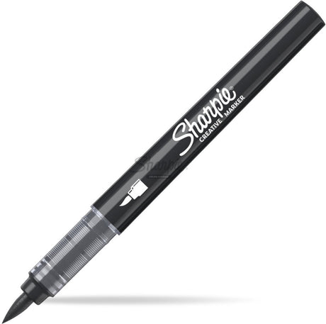 Sharpie Creative Marker Acrylfarbenmarker | Pinselspitze | wasserbasierte Farbmarker | Tinte verläuft nicht und ist für die meisten Oberflächen geeignet | schwarz | 6 Stück