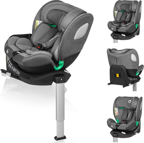 Lionelo Braam – i-Size Autositz 4in1 – 40–150 cm – 0–36 kg – 360° drehbarer Autositz – RWF bis 105 cm (18 kg) – Driseat-Luftzirkulation – Isofix + Stützbein – Gruppe 0-1-2-3 – Seitenschutz – verstellbare Kopfstütze – 14 Verstellstufen