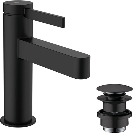 Hansgrohe finoris - Waschtisch-Mischbatterie - mit Ablassschraube - 100 mm - mattschwarz