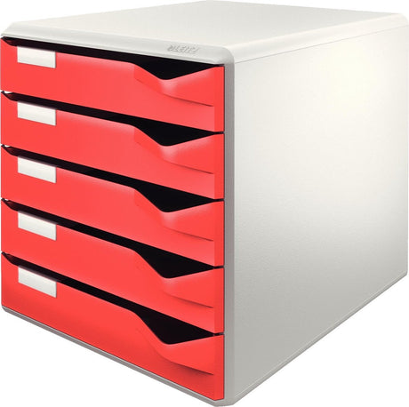 Leitz - Schubladenelement (5 Schubladen) - Weiß Rot