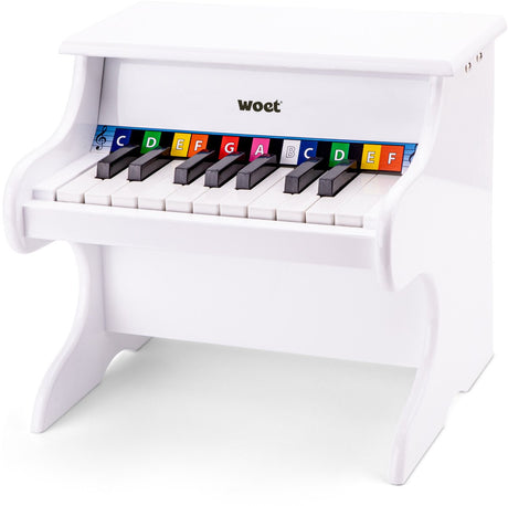 Woet ® houten speelgoed piano - speelgoedinstrument - wit - inclusief muziekboekje en toonlader - vanaf 3 jaar - speelpiano voor kinderen