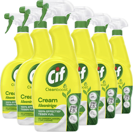 Cif - cleanboost - allesreiniger spray - cream - 6 flessen x 700 ml - voordeelverpakking