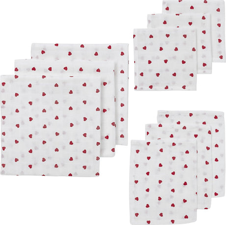 Meyco Baby Sweet Heart Starterset – 9er-Pack – hydrophil – rot
