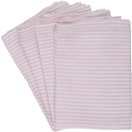 Arti casa servetten set van 4 - 35 x 35 cm - herbruikbaar - katoen polyester - gestreept roze