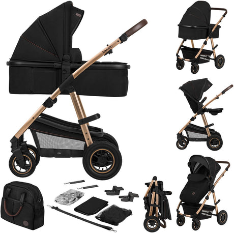 Lionelo Amber 2in1 – Kinderwagen 2 in 1 – Reisebett + Buggy – von der Geburt bis 22 kg (0–4 Jahre) – Luftreifen – Vollfederung – bequeme Matratze – schnell faltbar – Wickeltasche – Moskitonetz – Regenschutz – Wickelauflage – Kinderwagen – Baby-Kleinkind