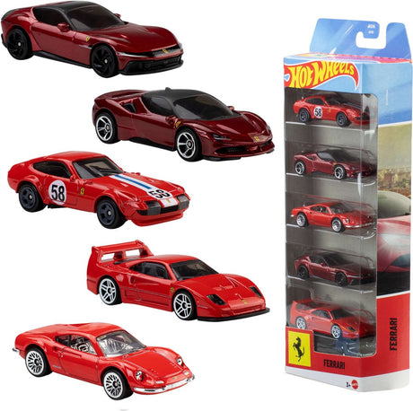 Hot Wheels Ferrari – Set mit 5 Ferrari-Spielzeugautos aus Metall