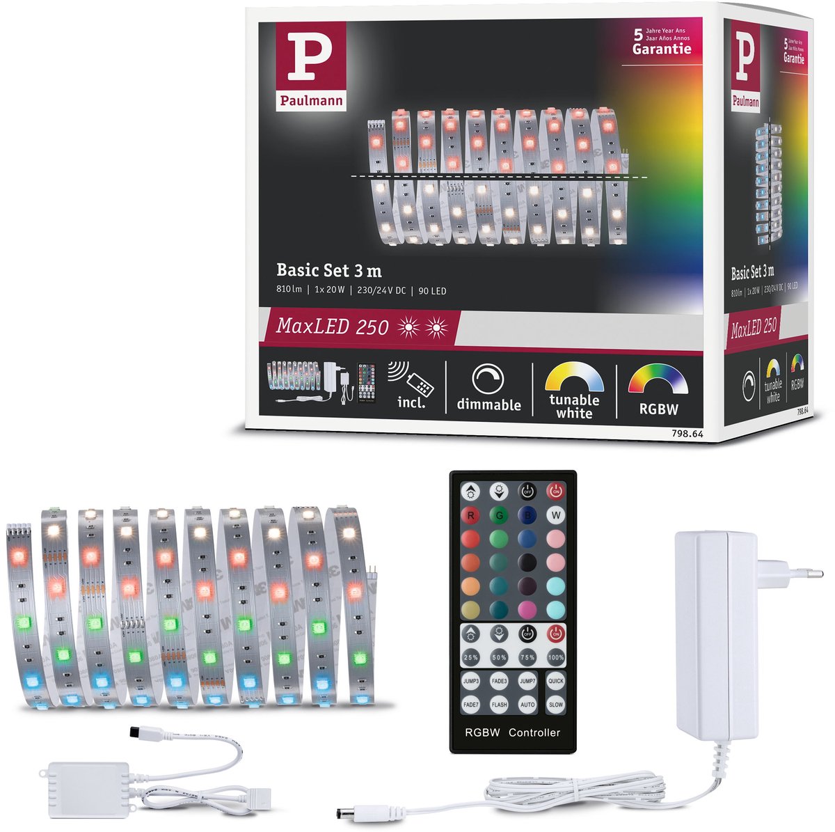Paulmann maxled 250 LED-Streifen Basisset 3m rgbw+ 3m 20w 270lm m 30 leds m rgbw+ 36va