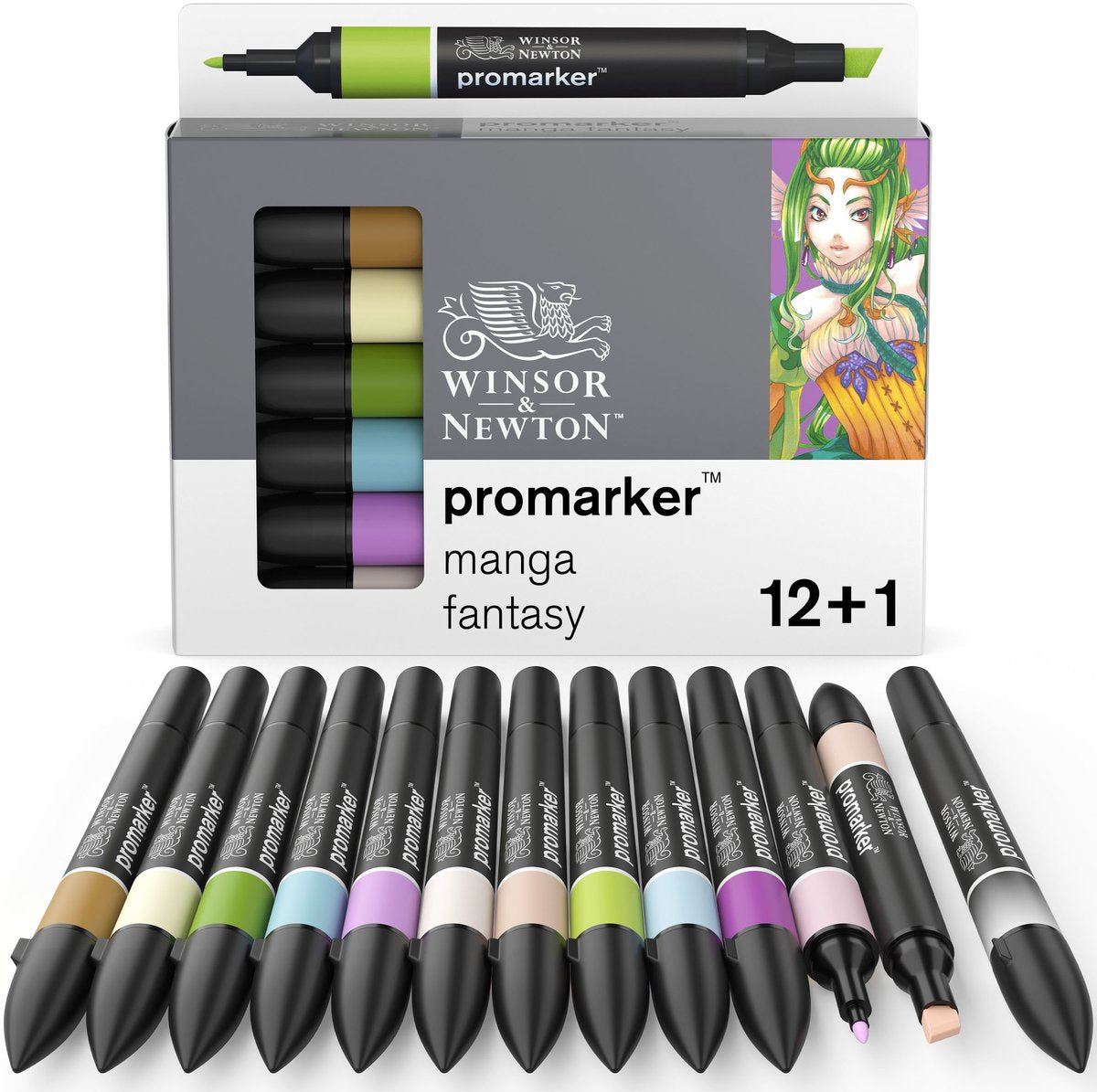 Winsor Newton 0290142 Promarker™ 12+1 Manga Fantasy | Professionelle Layoutmarker, Alkoholmarker