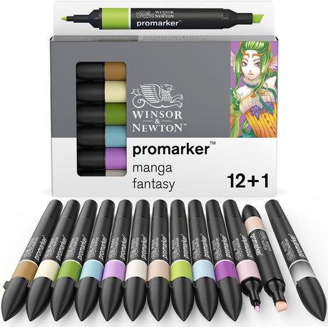 Winsor Newton 0290142 Promarker™ 12+1 Manga Fantasy | Professionelle Layoutmarker, Alkoholmarker
