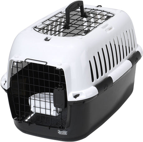 Ebi Adventurer 60 Holzkohle-Reisekorb – kleiner Hund oder Katze – Schwarz und Weiß – 57 x 38 x 38 cm