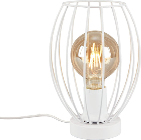 B.k.licht briloner - kago - tafellamp - snoerschakelaar - draadkap - 1xe27 - 25w - wit - metaal