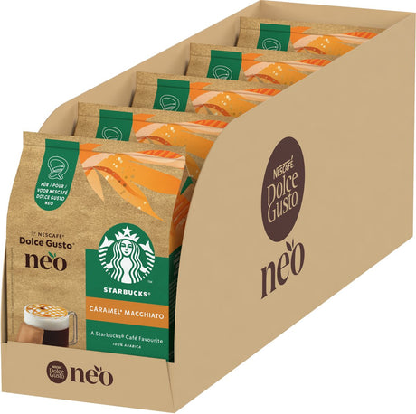 Starbucks by Nescafé Dolce Gusto Neo Kaffeepads und Beutel Caramel Macchiato – 5x 6 Pads + 6 Beutel für 6 Tassen Kaffee