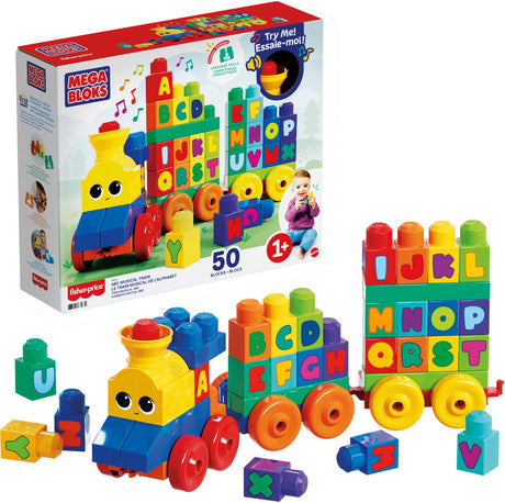Mega Blocks ABC Music Train – Lernbausteine für 1–5 Jahre – 50 Blöcke