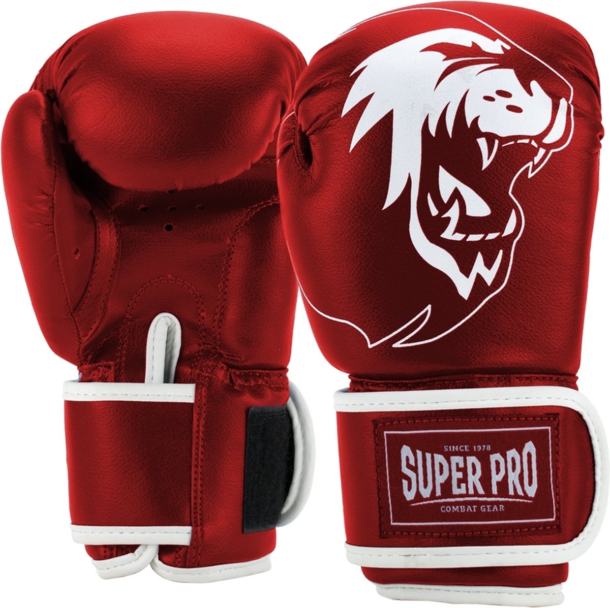 Super pro combat gear talent (kick)bokshandschoenen rood wit 6oz