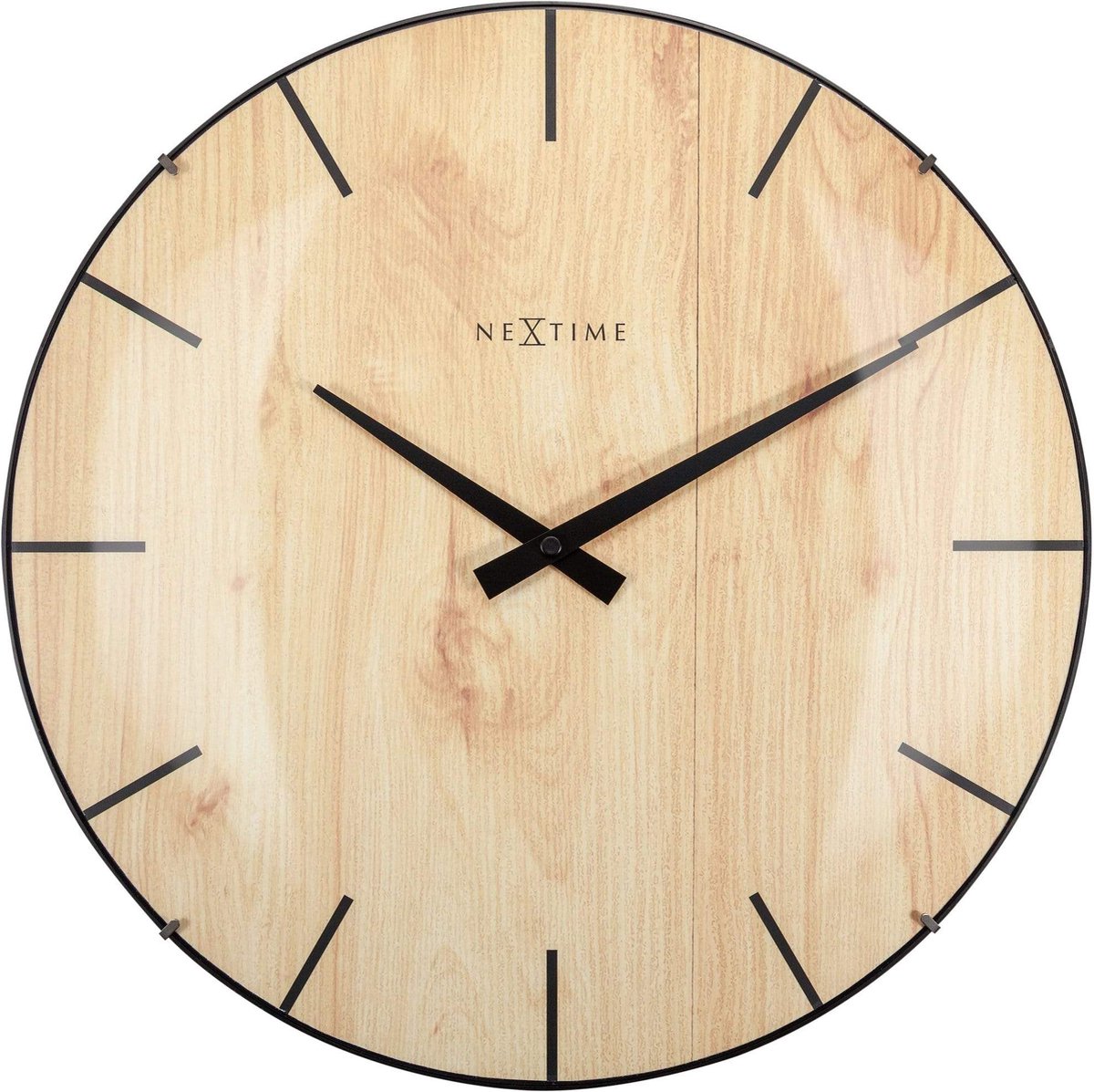 Nexttime ne-3249 Wanduhr Randholz-Kuppel Ø 35cm Kunststoff hellbraun