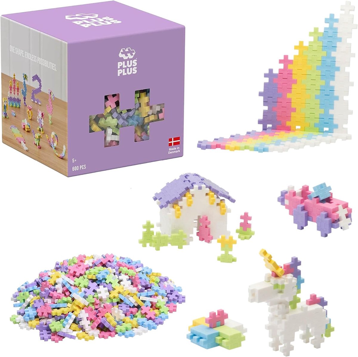 Plus-Plus Basic Pastell Lila 600-teiliger Baukasten – 3312 – Bauspielzeug – Konstruktionsspielzeug – Set mit Bausteinen – ab 5 Jahren