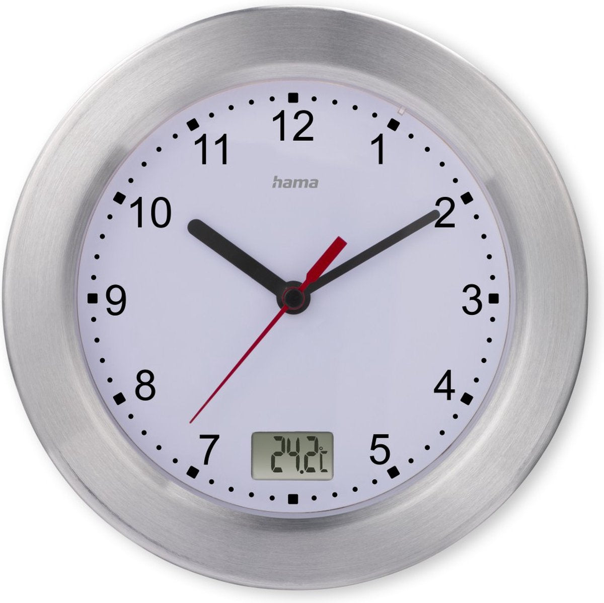 Hama Badezimmeruhr - Mauritius - Wanduhr - Thermometer - Aluminium