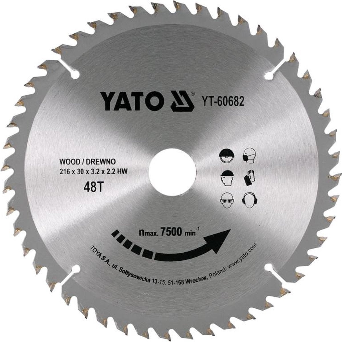 Yato Kreissägeblatt ø216 mm – 48t – Innendurchmesser – 30 mm