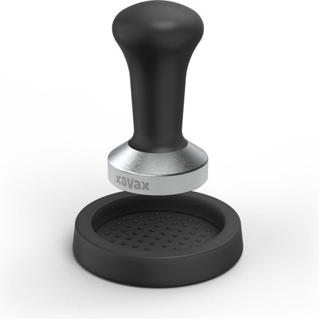 Xavax Tamper-Set, Tamper 51 mm, Edelstahl, mit Tampermatte, rutschfest, schwarz