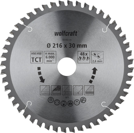 Wolfcraft - Kappsägeblatt 216x30mm - 216mm für feine, saubere Schnitte - 6546000