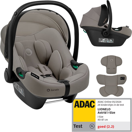 Lionelo Astrid i-Size-Autositz – ADAC 5-Sterne – 40–87 cm – RWF – Memory-Schaum – verstellbare Kopfstütze (7 cm) – Holmbergs-Gurte – kompatibel mit Kinderwagen mit Isofix-Basis – i-Size-Standard – lichtecht