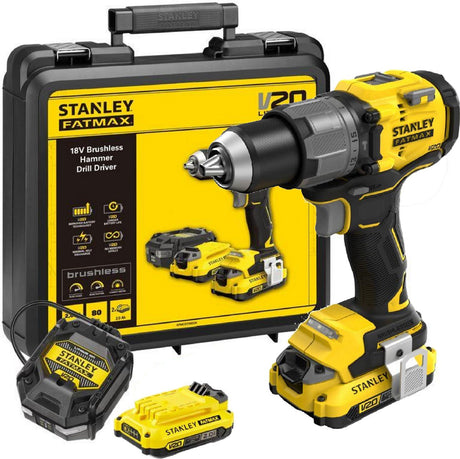 Stanley Fatmax V20 bürstenloser Schlagbohrschrauber im Koffer 2x2,0ah SFMCD726D2K-QW