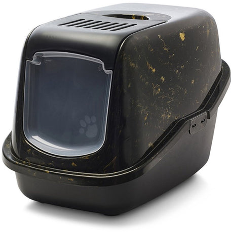 Savic Katzentoilette Nestor Marmor schwarz gold