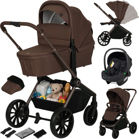 Lionelo Mika Plus - Kinderwagen 3in1 - XXL-Set - inkl. i-Size-Autositz – vielseitig und ganzjährig – große Räder – bis 22 kg – Einhandbedienung – für alle Geländearten – Zubehörset