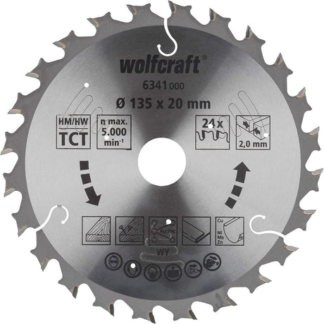 Wolfcraft - Kreissägeblatt 135 x 20 mm - für Handkreissäge - Serie Flieder - 6341000