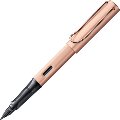 Lamy lx edler Füllfederhalter 076 – aus leichtem Aluminium in roségoldener Farbe – mit Edelmetall-Finish und schwarz glänzender PVD-Stahlfeder, inklusive blauer T 10-Tintenpatrone