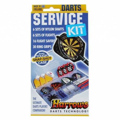 Harrows-Darts-Service-Kit – 6 Sätze Schäfte – 6 Sätze Flights – 16 Flight-Sparer – 30 Ringgriffe