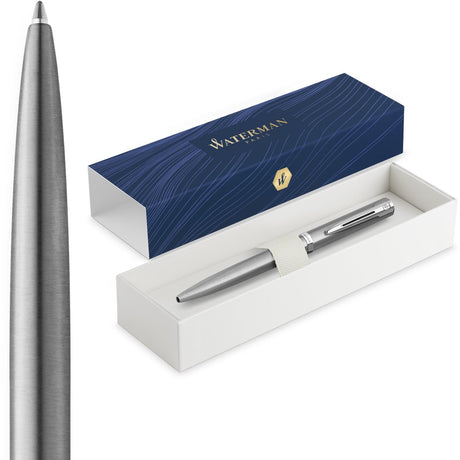 Waterman Impression Kugelschreiber | mittlere Spitze mit blauer Tinte | Edelstahl mit Palladiumbeschichtung | Geschenkbox