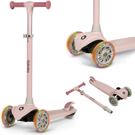 Lionelo Jessy Kinderroller – Roller 3 Räder – Altersgruppe 3+ – max. 50 kg – LED-Beleuchtung in den Rädern – höhenverstellbar 65–70–75–80 cm