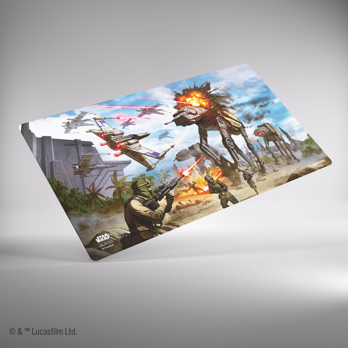 Gamegenic Star Wars Unlimited Spielmatte Battle of Scarif – 610 x 350 mm – Spielmatte für Star Wars: Unlimited –