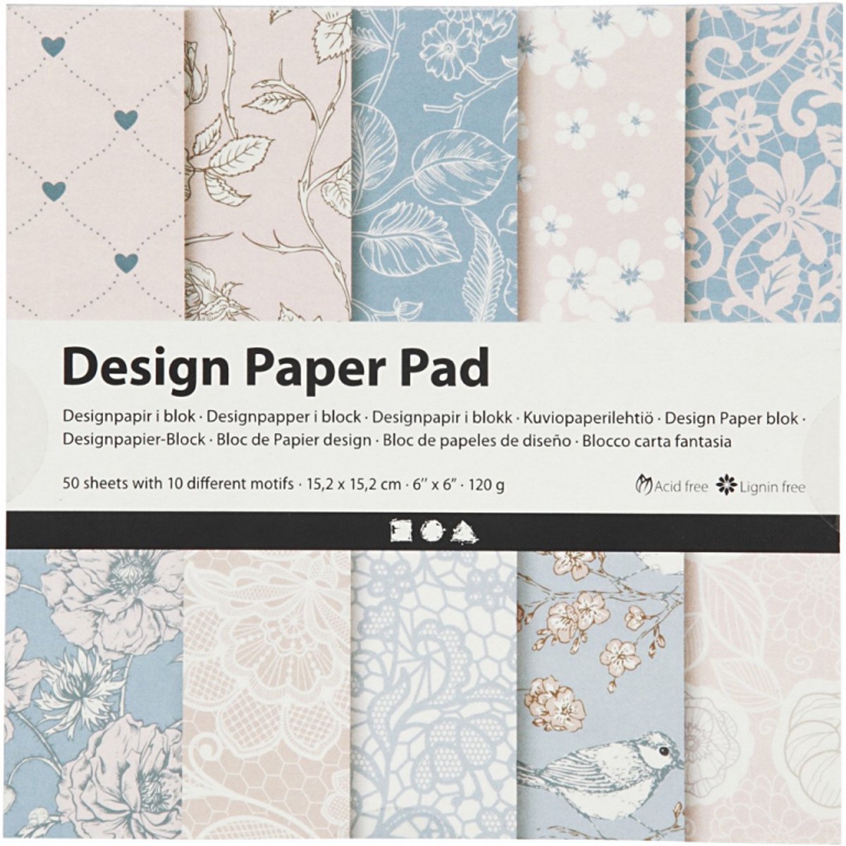 Creativ Company CC Design-Papierblock 15,2 x 15,2 cm 50 Blatt