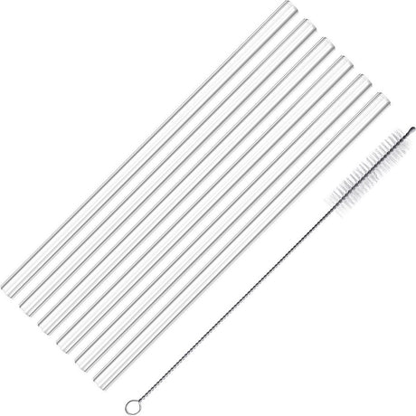 Westmark 6 Glasstrohhalme, gerade, inkl. 1 Reinigungsbürste, Länge: 20 cm, ø 0,8 cm, Borosilikatglas, transparent, 62622260