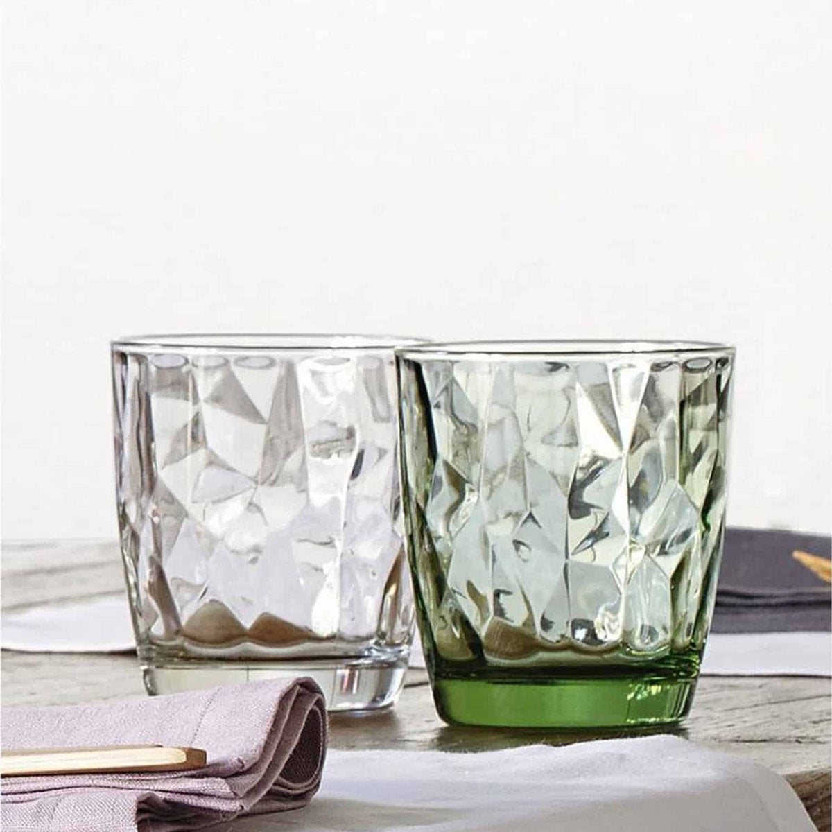 Bormioli Rocco Wasserglas - Diamond Matt - 390 ml - Trinkglas - Wassersaftglas