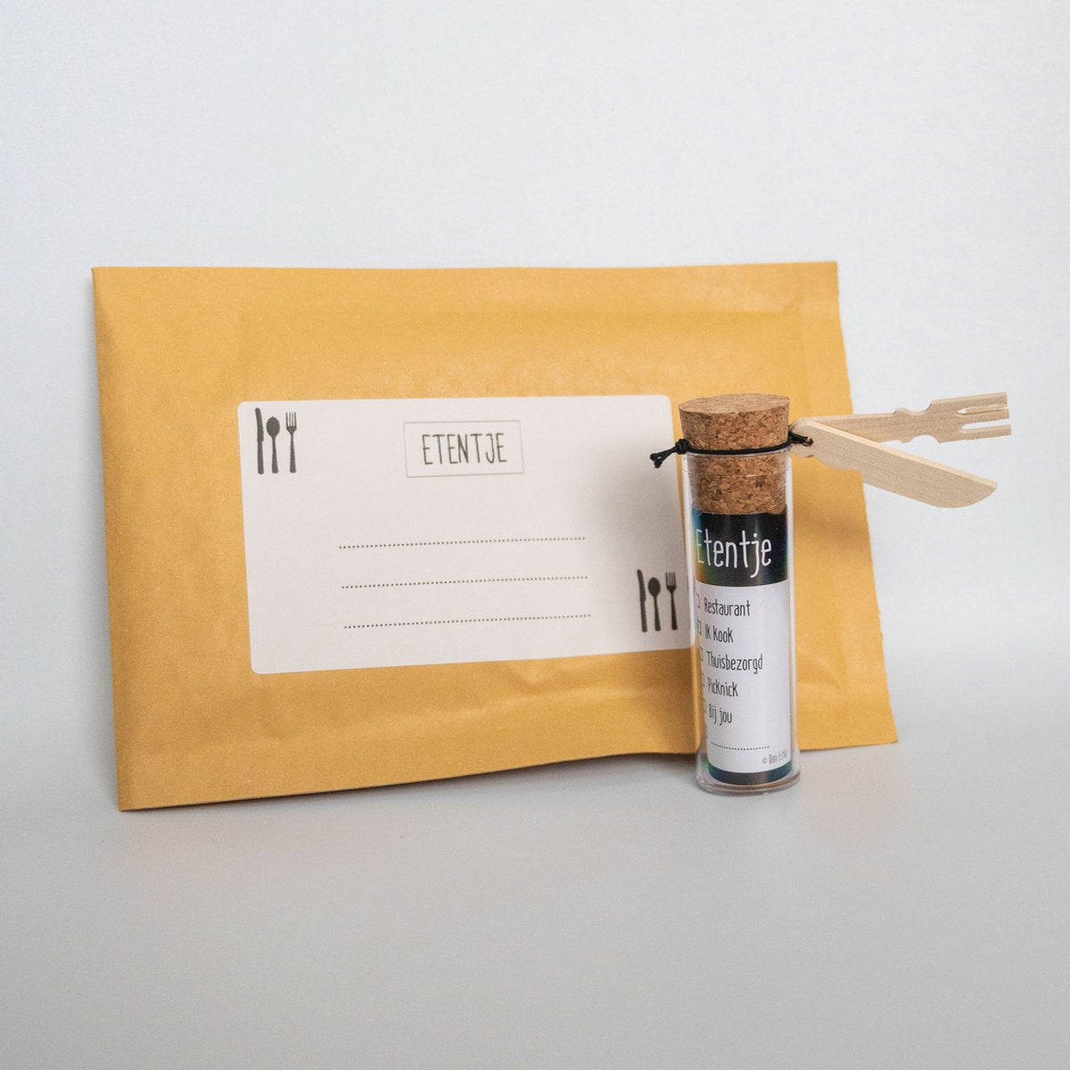 Sans-Marque-Einladung zum Abendessen ohne Marke, in der Tube mit Gabel, Messer und Schöpfkelle inkl. Umschlag, schön, um jemanden zu einem Abendessen einzuladen, Geschenkidee zum Geburtstag, Muttertag, Vatertag, Weihnachtsgeschenk