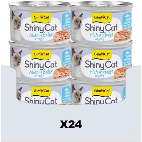 Gimcat 24 x 70 g – Shinycat-Filets in Gelee-Thunfisch + Sardellen