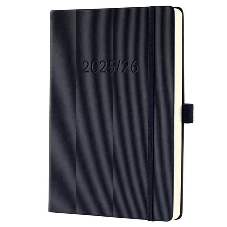 Sigel Wochenkalender mit Notizseite Conceptum – Format A5 – Jahr 2025 2026 – 18 Monate – Schwarz – Hardcover – si-c2603